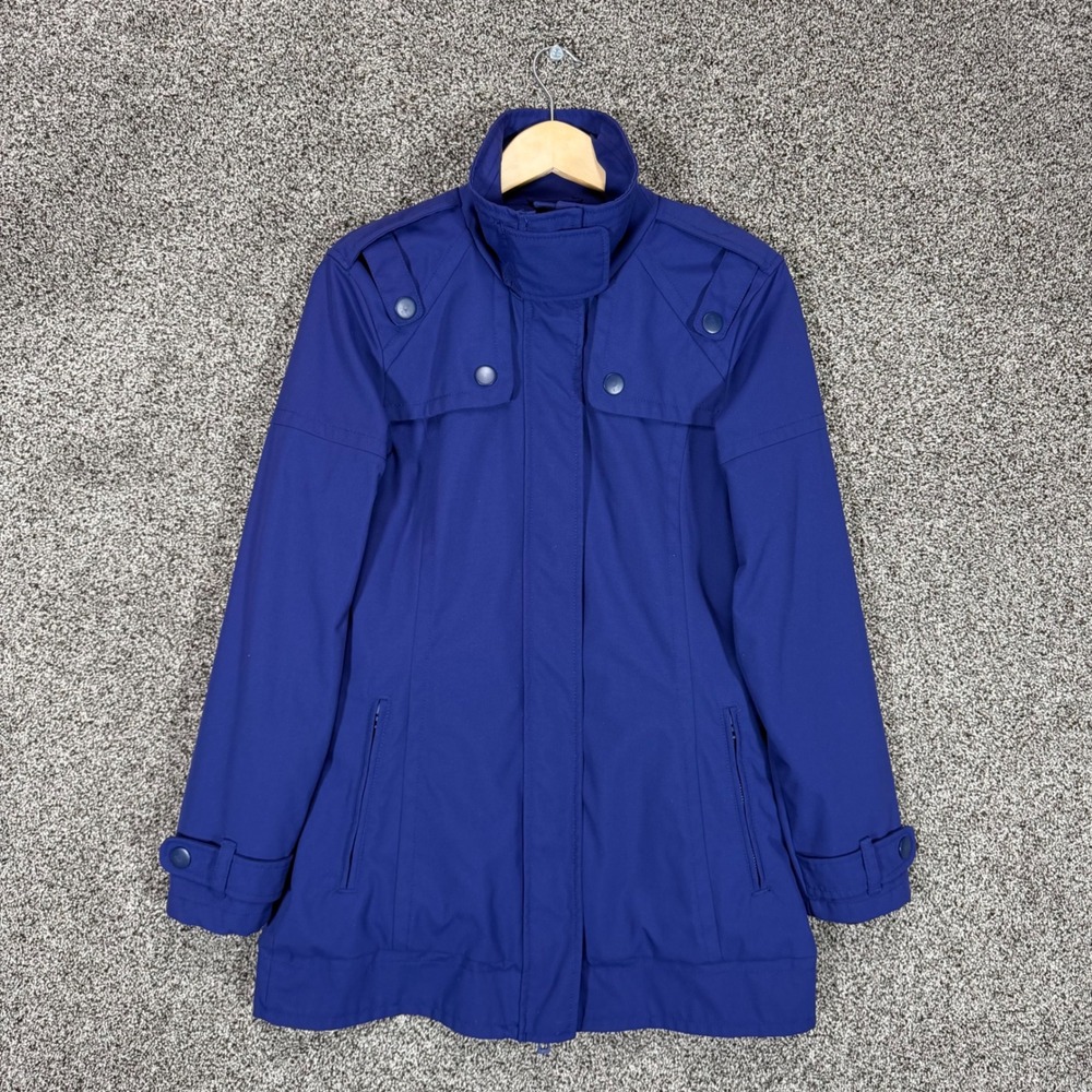 Adidas Stella McCartney Jacket Womens S Indigo Nylon High Collar Full Zip Snap